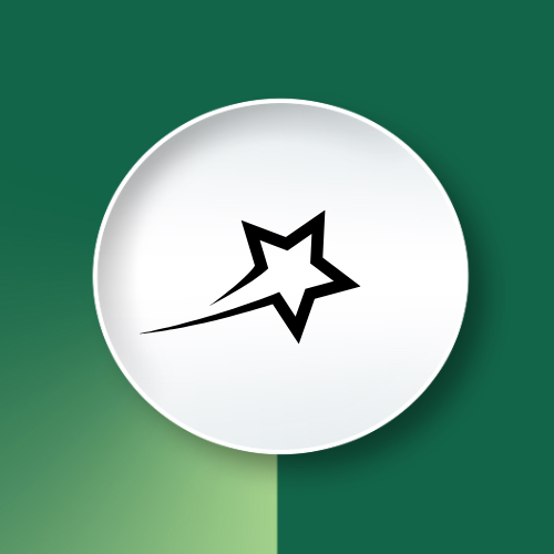 A dynamic star icon, symbolizing aspiration, achievement, or excellence.